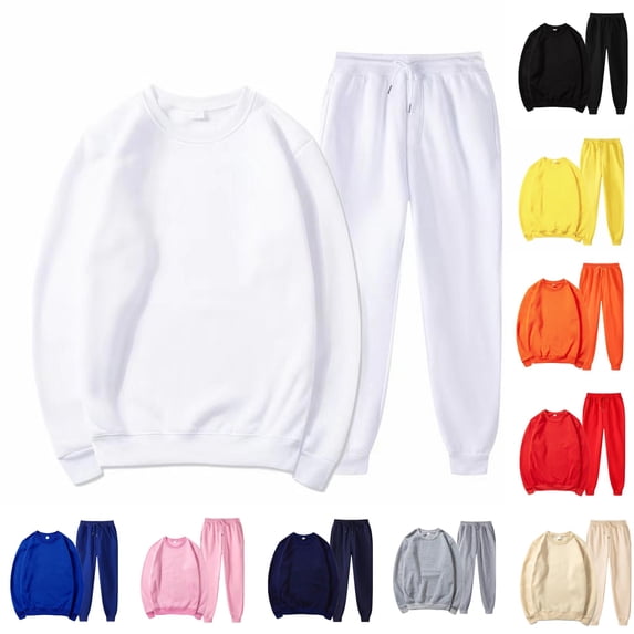 WAYUTE Toddler Big Kids Fall Outfits for Girls Long Sleeve Pullover Top and Joggers Sweatpants 2 Pcs Solid Color Fashion Clothing Set Casual Outdoor,White,Size 6-7 Y