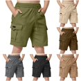 thumbnail image 1 of WAYUTE Toddler Kids Boy's Cargo Shorts with Drawstring Elastic Waist and Multiple Pockets Straight Leg Solid Bermuda Shorts for Youth Casual School,Green,Size 9 Y-10 Y, 1 of 7