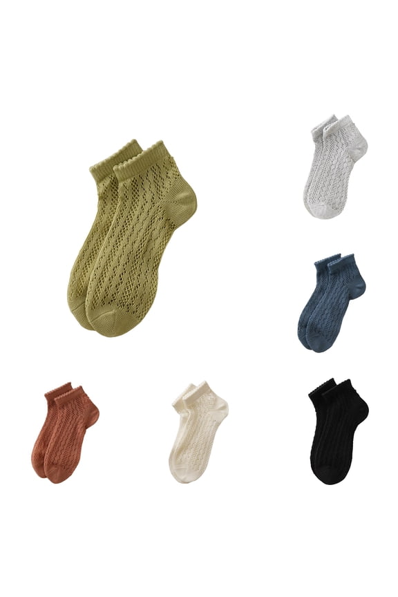 Women Green Mesh Ankle Socks Soft Breathable Hollow Out Ruffle Stretchy Lightweight Casual Socks for Spring Summer Wear