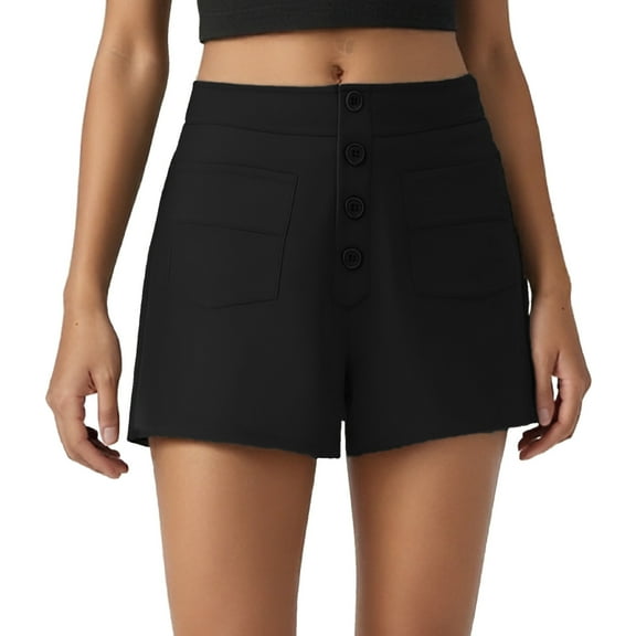 WAYUTE Women Shorts Cargo Shorts Button Down Solid Color Fashion Stretchy Casual Loose Comfortable Shorts with Pocket