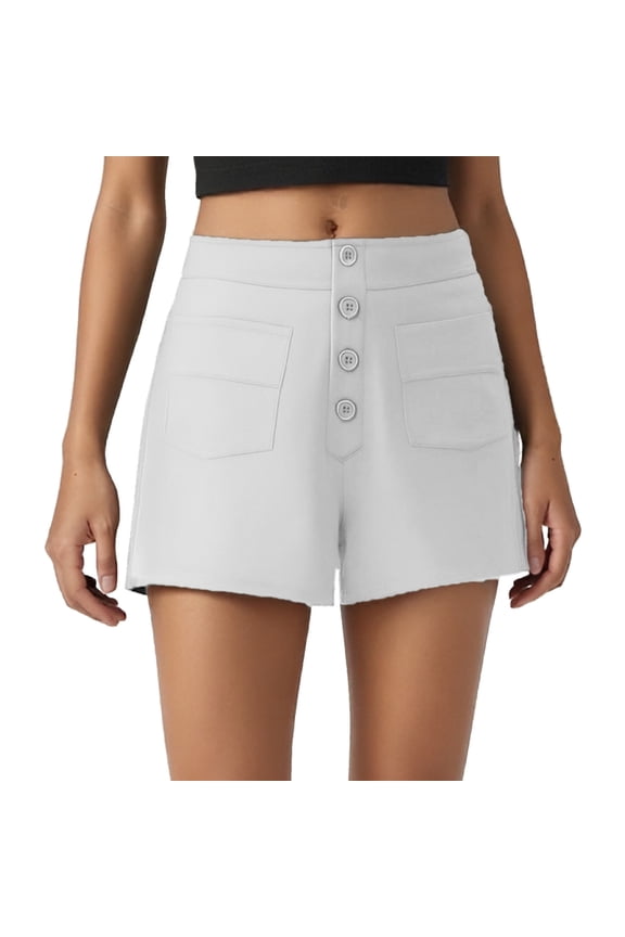 Women Shorts Cargo Shorts Button Down Solid Color Fashion Stretchy Casual Loose Comfortable Shorts with Pocket