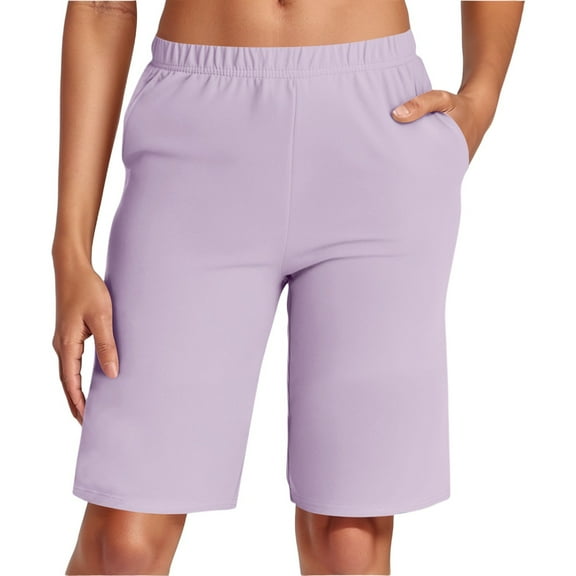 WAYUTE Women Shorts Casual Stretch Waist Shorts for Summer Comfortable Elastic Waistband with Pockets Solid Color Shorts
