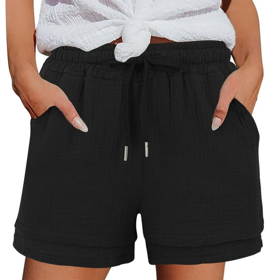 WAYUTE Women Shorts Casual Summer Shorts High Waisted Elastic Waist Comfortable Stretch Pure Color Vacation Wear