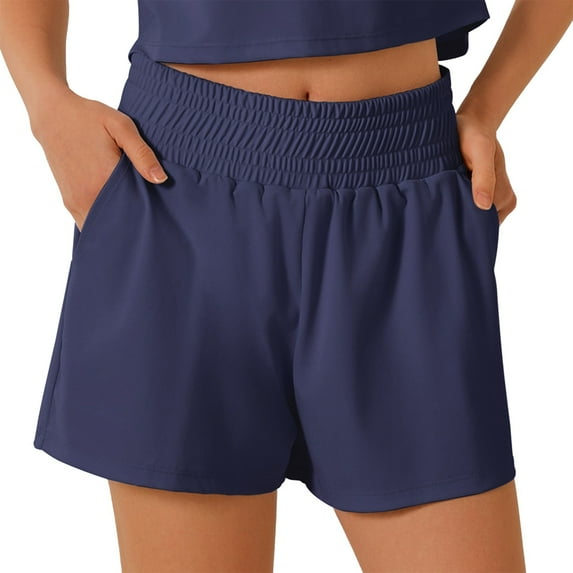 WAYUTE Women Shorts High Waisted Sports Shorts Pocket Gym Shorts Sport Running Shorts