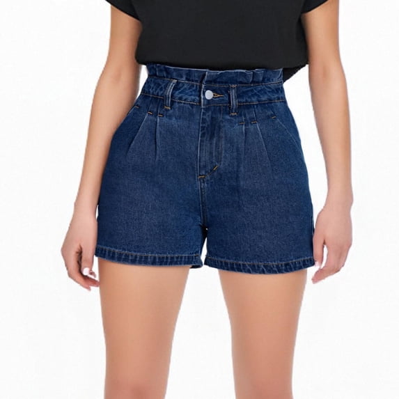 WAYUTE Women Shorts Stylish High Waisted Ruffles Vintage Denim Pants Casual Fashion Loose Jeans Shorts