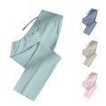 thumbnail image 1 of WAYUTE Women's Ice Silk Straight Leg Sweatpants Drawstring High Waist Lightweight Cooling Loose Long Walking Trousers with Pockets Casual Daily Wear,Green,L, 1 of 7