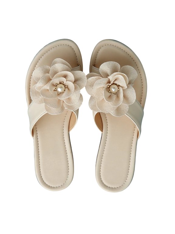 WAYUTE Women's Sandals Flat Bottom Slide Sandals Everyday Comfortable Slip On Toe Post Beach Flip Flops Casual Summer