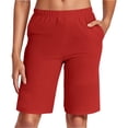 thumbnail image 1 of WAYUTE Women's Shorts Casual Stretch Waist Shorts for Summer Comfortable Elastic Waistband with Pockets Solid Color Shorts, 1 of 6