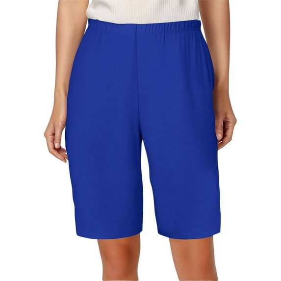 WAYUTE Women's Shorts Casual Stretch Waist Shorts for Summer Comfortable Solid Color Elastic High Waist Ladies Plus Size Capris