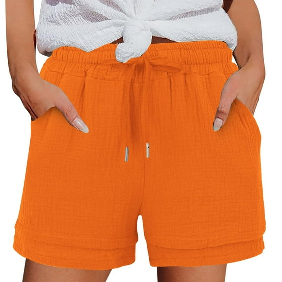 WAYUTE Women's Shorts Casual Summer Shorts High Waisted Elastic Waist Comfortable Stretch Pure Color Vacation Wear