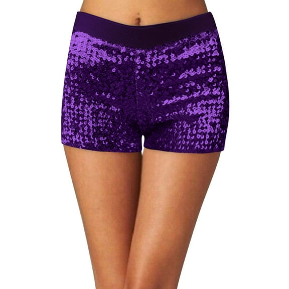 WAYUTE Women's Shorts Sequins Shorts Disco Hot Pants Shiny Glitter Jazz Mini Short Stretch Dance