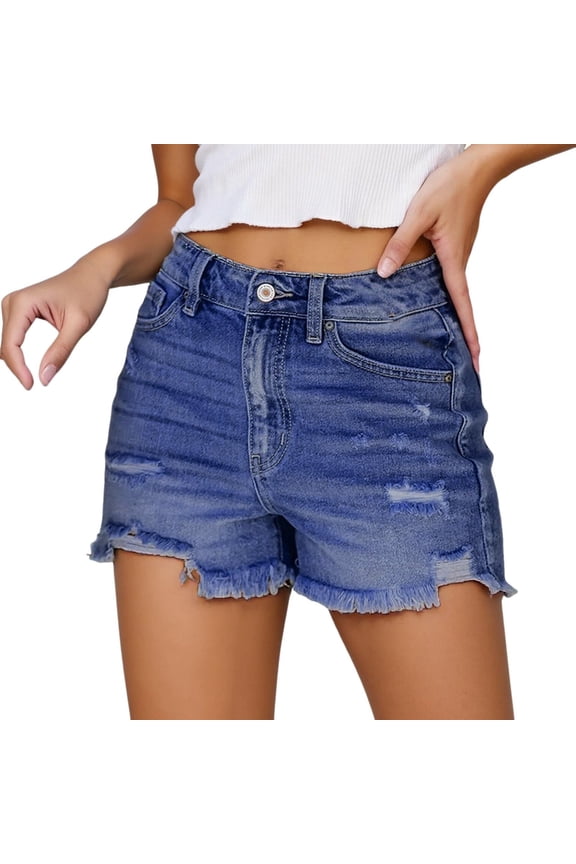 Women's Shorts Shorts for Dressy Casual Ripped Distressed Jean Short High Waisted Stretch Summer Jorts with Pockets