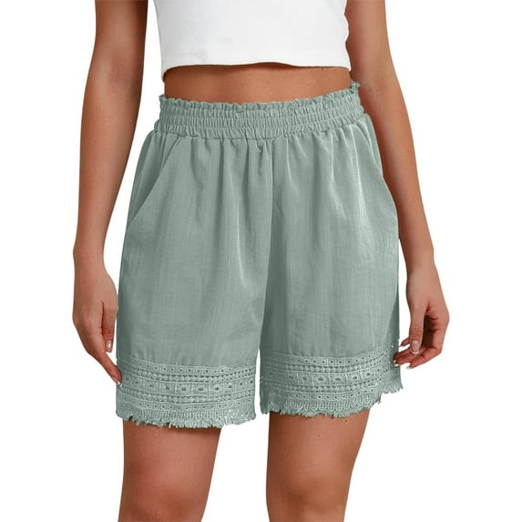 WAYUTE Women's Shorts Spring Fall Activities Solid Color Short Pants with Pockets for Relaxation Casual Soft Comfort Summer Outdoor