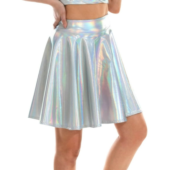 WAYUTE Women's Skirts Satin Flared Casual Pleated Skirt Fashion A Line Skirt Mini Shiny Skirt Party Evening Performance Fashion Outdoor Activities Holiday Skirt