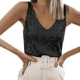 thumbnail image 1 of WAYUTE Women's Tank Tops Sequin V Neck Solid Color Vest Top Glitter Breahtable Soft Party Evening Night Out Wear, 1 of 5