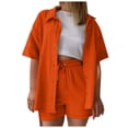 thumbnail image 1 of WAYUTE Womens 2 Piece Outfits Solid Color Short Sleeve Button Shirt and Casual Shorts Comfortable Casual Travel Summer Outfit, 1 of 6
