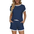 thumbnail image 1 of WAYUTE Womens 2 Piece Outfits Summer Casual Short Sleeve Shorts Comfortable Round Neck Sports Athletic Summer Outfit with Pockets, 1 of 5