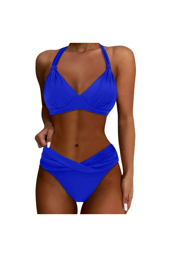 Womens Bikini Solid Color Push Up 2PCS Set Bathing Suits Comfortbable Summer Beach Bikini Swimsuit