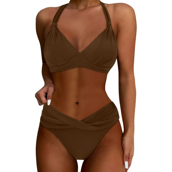 WAYUTE Womens Bikini Solid Color Push Up 2PCS Set Bathing Suits Comfortbable Summer Beach Bikini Swimsuit