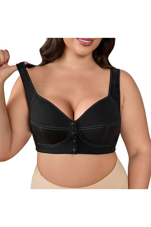 Womens Bras Front Buttoned Backless Comfortable Bra with Adjustable Shoulder Straps and Large Cup Design Seamless Bra
