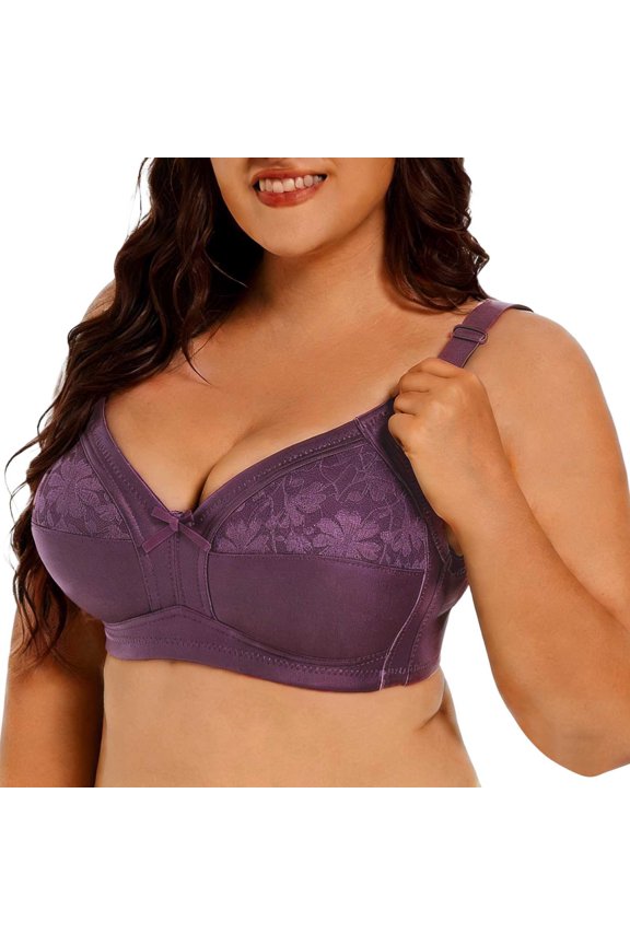 Womens Bras Full Figure Lace Seamless Underwire Bra Comfortable Support Daily Wear T Shirt Bra with Side Coverage