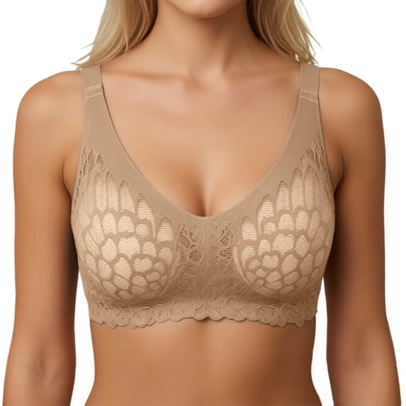 WAYUTE Womens Bras Full Figure Lace Underwire Bra Push up Plus Size Support Comfortable Everyday Bra with Side Wide Straps