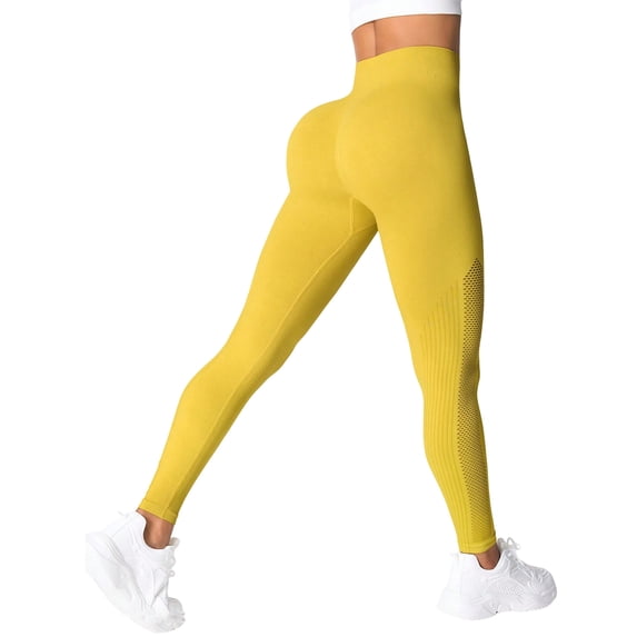 WAYUTE Womens Leggings High Waisted Non See Through Seamless Push up Solid Color Stretchy Fit Trousers for Running M