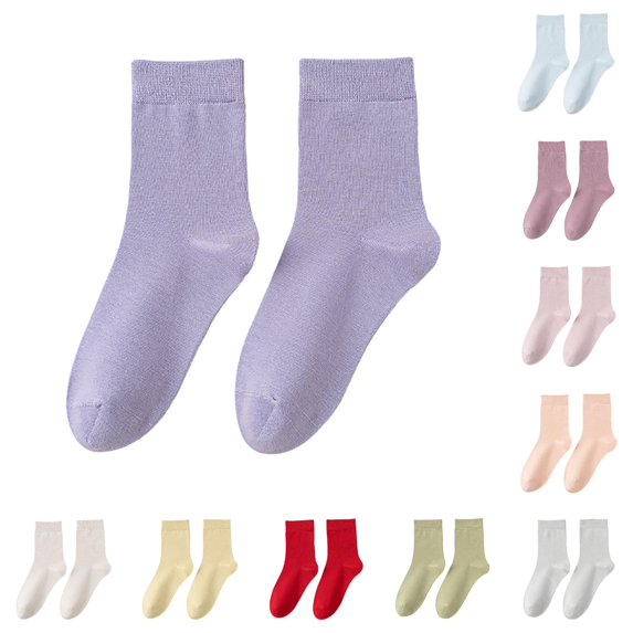 WAYUTE Womens Mid Calf Socks Bundle Pilling Breathable Wicking Control Solid Color Casual Crew Socks for Women Daily Wear
