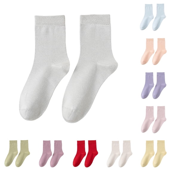 WAYUTE Womens Mid Calf Socks Bundle Pilling Breathable Wicking Control Solid Color Casual Crew Socks for Women Daily Wear