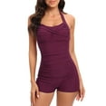 thumbnail image 1 of WAYUTE Womens One Piece Swimsuits Elegant Prints Suspender Backless Rash Guard Tummy Control Stretch Summer Beach Swimwear, 1 of 6