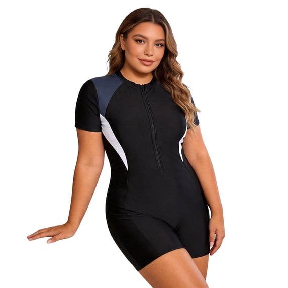 WAYUTE Womens One Piece Swimsuits High Waisted Full Coverage Rash Guard for Front Zipper Athletic Plus Size Tummy Control Bathing Suit