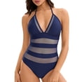 thumbnail image 1 of WAYUTE Womens One Piece Swimsuits Mesh Rash Guard Slim Fit Deep V Neck Sheer Trendy Tummy Control Solid Color Swimwear, 1 of 6