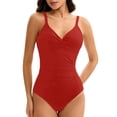 thumbnail image 1 of WAYUTE Womens One Piece Swimsuits Push Up Underwire Rash Guard Ruched High Waisted Tummy Control Solid Color Stretch Swimwear, 1 of 5