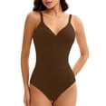 thumbnail image 1 of WAYUTE Womens One Piece Swimsuits Push Up Underwire Rash Guard Ruched High Waisted Tummy Control Solid Color Stretch Swimwear, 1 of 5