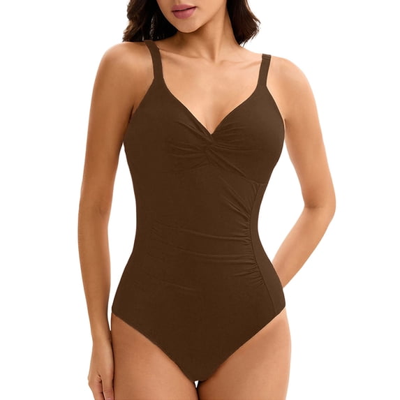 WAYUTE Womens One Piece Swimsuits Push Up Underwire Rash Guard Ruched High Waisted Tummy Control Solid Color Stretch Swimwear