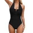 thumbnail image 1 of WAYUTE Womens One Piece Swimsuits Sheer Mesh Monokini Swimsuit High Cut Rash Guard with Tummy Control Swimwear, 1 of 6
