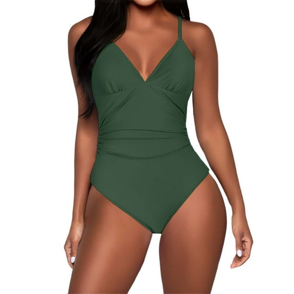 WAYUTE Womens One Piece Swimsuits Solid Color Bikini Swimsuit with Adjustable Straps and Open Back Design Stylish Beach Swimwear for Summer