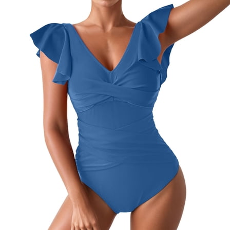 WAYUTE Womens One Piece Swimsuits Swimsuit Ruffle Bathing Suit High Waist Swimwear