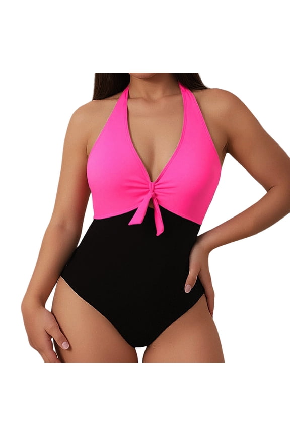 Womens One Piece Swimsuits Swimsuits Bathing Suits Knot Front Push Up Swim Suits Swimwear