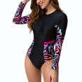 thumbnail image 1 of WAYUTE Womens One Piece Swimsuits Swimsuits Long Sleeve Bathing Suit Rash Guard Shirts Surfing Athletic Sporty Swimwear, 1 of 8