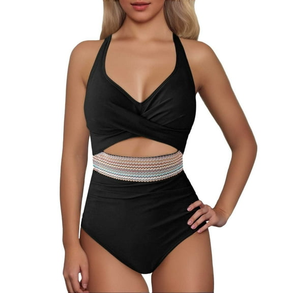 WAYUTE Womens One Piece Swimsuits Tankini Swimsuit Bathing Suit Color Block 2025 Casual Fashion Swimwear