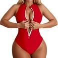 thumbnail image 1 of WAYUTE Womens One Piece Swimsuits V Neck Swimsuit Zip Front Bathing Suit for Beach Pool Summer Swimwear Comfortable Sexy Monokini, 1 of 5