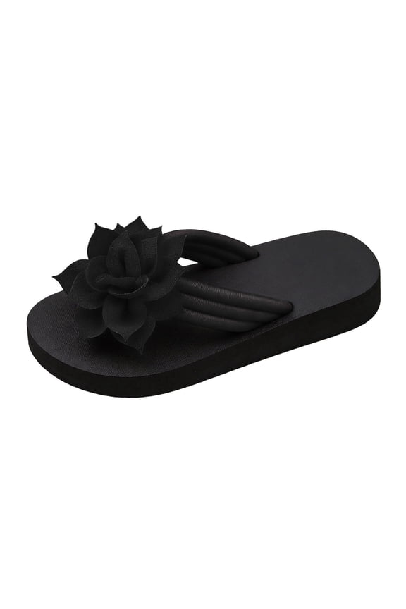 WAYUTE Womens Sandals Flat Bottom Solid Color Thong Sandals with Floral Design Slide Beach Shoes for Relaxation Casual Outdoor