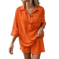 thumbnail image 1 of WAYUTE Womens Sets 2 Piece Outfits Casual Solid Color Blend Short Sleeve Lapel Shirt and Shorts Loungewear Sets Matching Clothing, 1 of 7