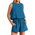thumbnail image 1 of WAYUTE Womens Sets 2 Piece Outfits Sleeveless Solid Color High Waisted Loose Tank Top Shorts Summer Outfits for Casual Formal Business, 1 of 5