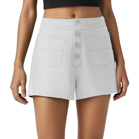 WAYUTE Womens Shorts Cargo Shorts Button Down Solid Color Fashion Stretchy Casual Loose Comfortable Shorts with Pocket