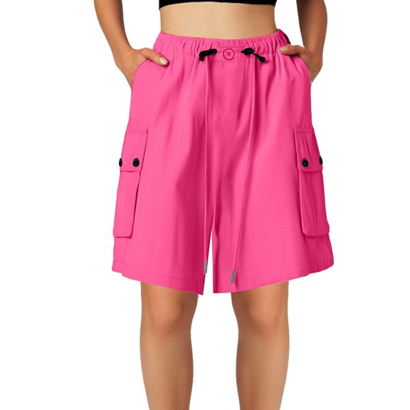 WAYUTE Womens Shorts Cargo Shorts Summer Thin Breathale Elastic Waisted Wide Leg Mid Pants Casual Cropped Pants