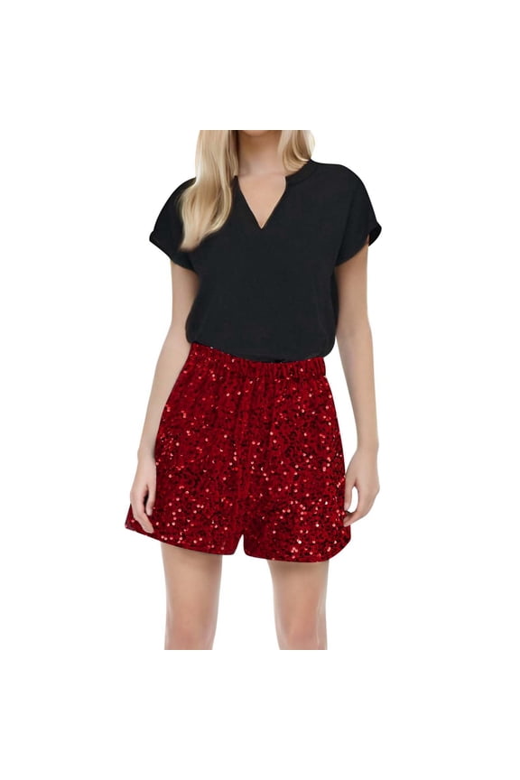 Womens Shorts Carnival Color Contrasting Elastic Spicy Girl Bead Shining Shorts Versatile Summer Outdoor