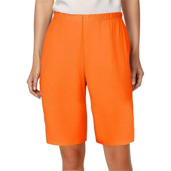 WAYUTE Womens Shorts Casual Stretch Waist Shorts for Summer Comfortable Solid Color Elastic High Waist Ladies Plus Size Capris