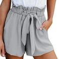 thumbnail image 1 of WAYUTE Womens Shorts High Waisted Shorts Striped Ruffle Stretch Beach Short with Pockets Casual Soft Comfort Summer Dailywear, 1 of 6